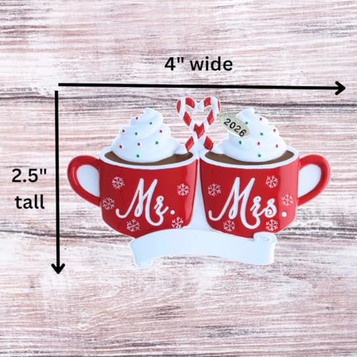 Mr & Mrs Hot Cocoa Wedding Ornament - Our First Christmas Gift for Couples, 2026