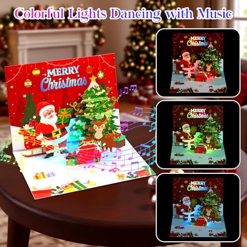 Lighted Music Christmas Card with Santa - Merry Christmas Greeting Card