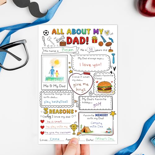 Interactive Father's Day Card for Dad - Fill in the Blanks Coloring Card