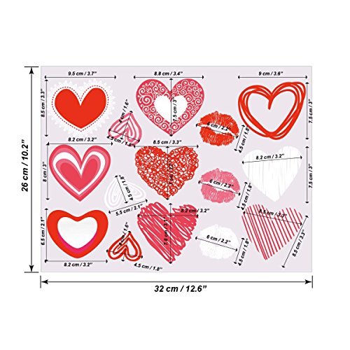 Valentine's Day Heart Window Clings - 5 Sheets Reusable Decor