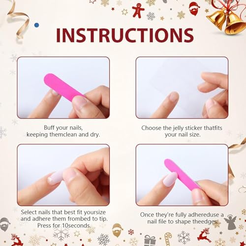 Christmas Press On Nails Medium Coffin Snowman False Nails 24Pcs