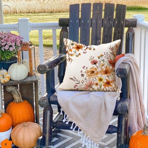 Fall Pillow Covers 18x18 Inch Set of 2 - Autumn Home Decor Cushions