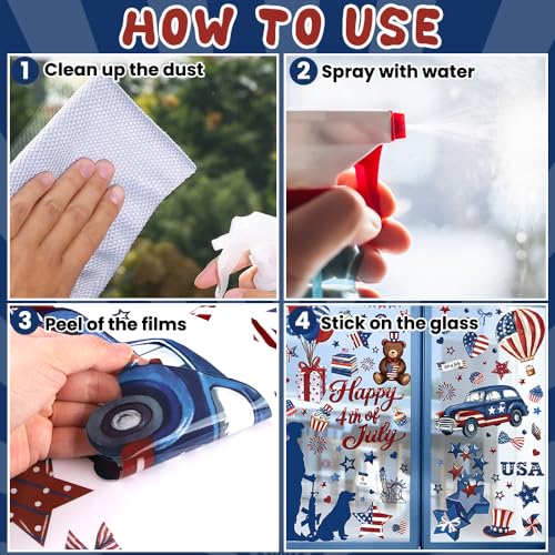 Patriotic 4th of July Window Clings - 8 Sheets of Decals
