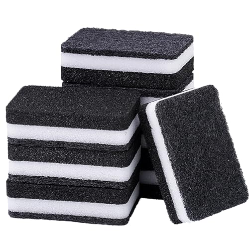 Taeku Natural Cellulose Kitchen Sponges - 6 Pack Heavy Duty Scrub - Black