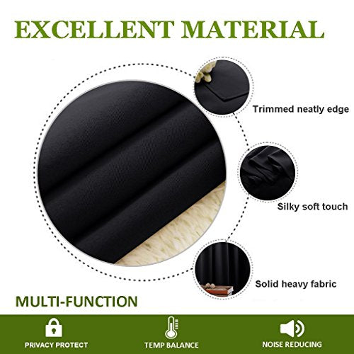 NICETOWN Black Thermal Insulated Blackout Drapes 70"x72" (1 Piece)