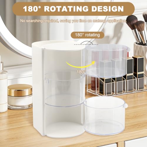 Ovrimelle 3-Tier Rotatable Hair Accessory Organizer, White Vanity Storage