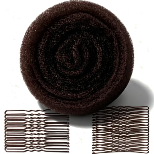 Zikunee Hair Sponge Padding for Volume Updo with Pins Dark Brown