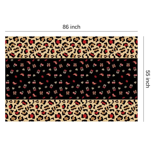 Cheetah Cherry Birthday Tablecloth - 3 Disposable Covers, 86x55in