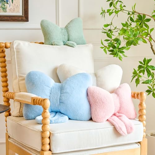 Pink Bowknot Throw Pillow - 12x9 Inch Aesthetic Bow Cushion for Bedroom