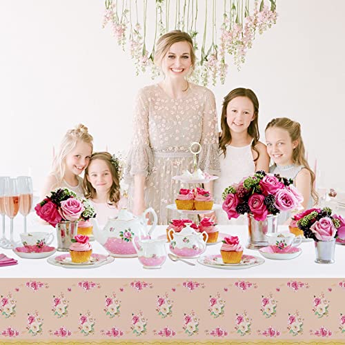 Floral Tablecloths for Tea Parties - 3 Pack Rectangular Covers