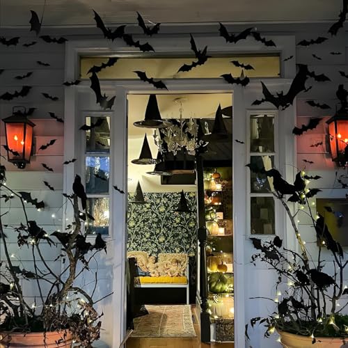 60PCS 3D Halloween Bats Decorations - Reusable PVC Wall Stickers