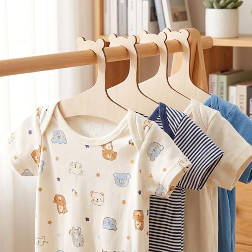 Yuomeaz 10-Piece Wooden Baby Clothes Hangers - 9-Inch Small Closet Organizers