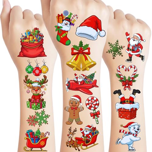 Christmas Temporary Tattoos 60Pcs - Holiday Party Favors & Stocking Stuffers
