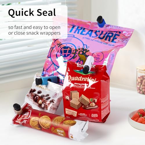 VALUCKEE Squeeze and Lock Bread Bag Clips - 10 Pack, Bright Colors