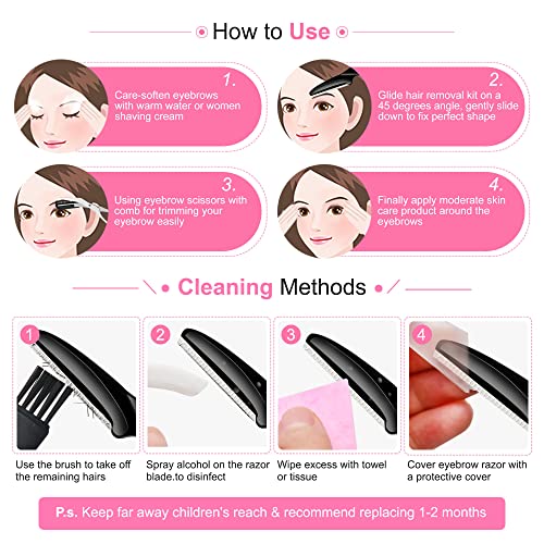 Molisaka Eyebrow Razor Pack Dermaplaning Face Razors for Women Facial Hair Removal