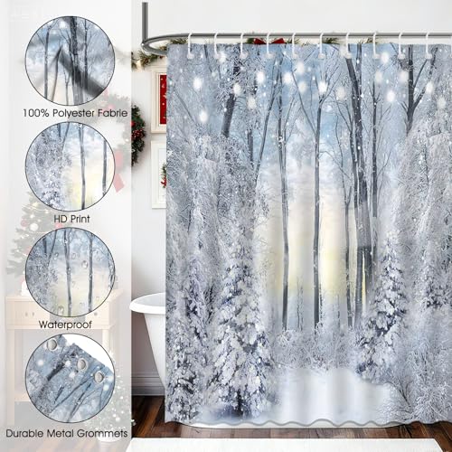 Winter Forest Shower Curtain 71x71 Inch - Waterproof Polyester Bathroom Decor