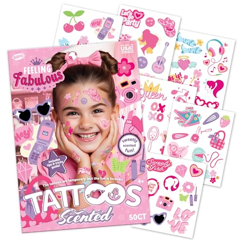 Savvi Feel Fabulous Temporary Tattoos - Cotton-Candy Scented, 50 Count