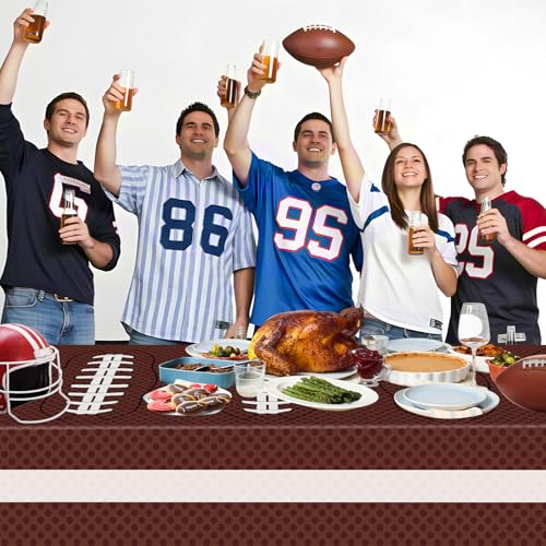Football Party Tablecloths - 2 Pack Disposable Plastic Table Covers 108x54"