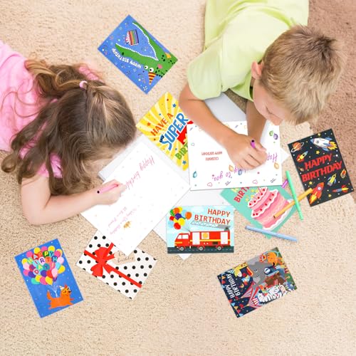 Hooqict Kids Birthday Cards, Assorted 10-Pack with Envelopes - Variety 2