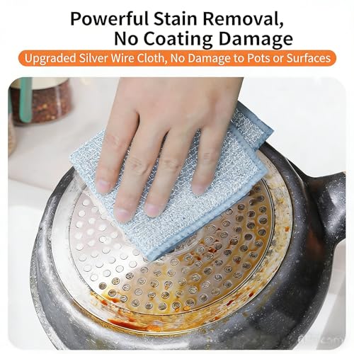 Double-Sided Steel Wire Dishwashing Cloths - Reusable, Heavy-Duty Kitchen Cleaning Rags