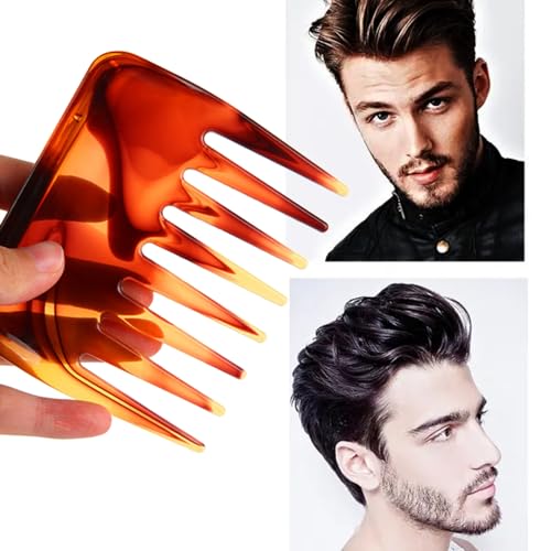 Denlydom Mini Wide Tooth Detangling Comb for Curly Hair and Beard (Brown)