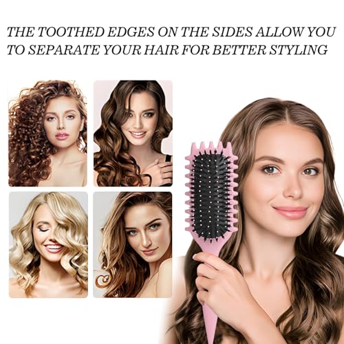 PTSHOW Curl Defining Hair Brush for Curly Hair, Pink Anti-Static Styling Tool