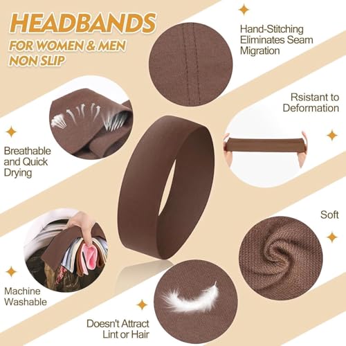 Yunaking Women's Non-Slip Athletic Headbands 8-Pack Soft Stretchy Sweat-Wicking Hair Bands for Yoga, Running & Workout