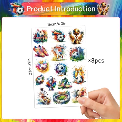 Gameza Watercolor Soccer Temporary Tattoos - 120 Pcs Party Favors