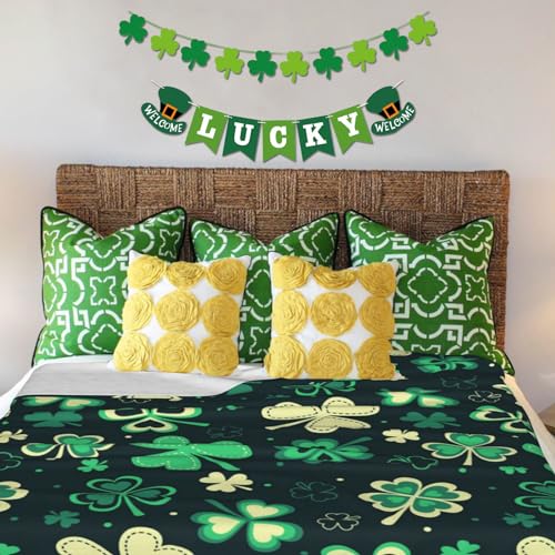 St. Patrick's Day Shamrock Throw Blanket, Ultra-Soft Fleece 50"x40"