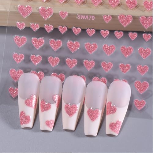 Valentine Heart Nail Stickers 3D Self-Adhesive Love Decals