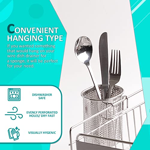 HOME&I Small Oval Stainless Steel Utensil Holder for Dish Rack & Sink