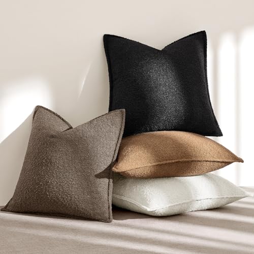 MIULEE Pack of 2 Decorative Boucle Throw Pillow Covers 12x20" White