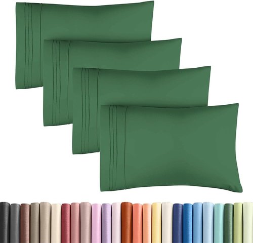 King Standard Pillow Cases by King - Soft Hotel Quality Covers | Comfy Bedding in Emerald Green - Set of 4