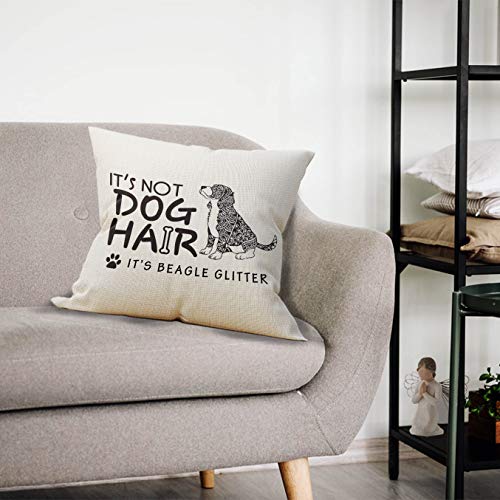 Beagle Dog Throw Pillow Cover 18x18 - Beige Linen Cushion Case