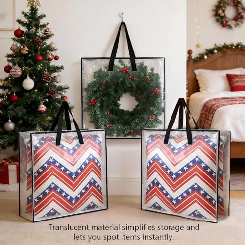 Heavy-Duty Clear Wreath Storage Bag & Moving Container 26 Inch - SClear 6 Pack