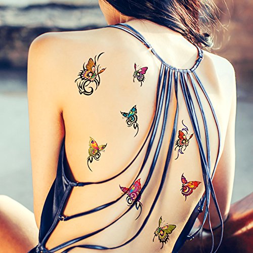TAFLY Colorful Butterfly Temporary Tattoos 5 Sheets Body Stickers