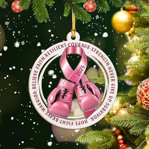 Brevnex Breast Cancer Survivor Wooden Christmas Ornament for Women 2025