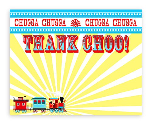 Train Party Thank You Cards - 10 Flat Cards & Envelopes