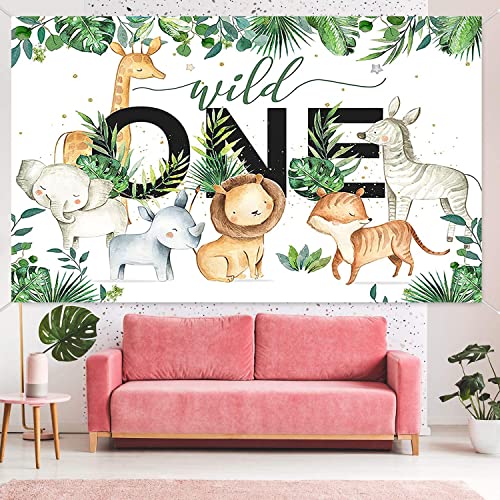 Jungle Animals 1st Birthday Backdrop Banner - 70.8 x 47.2 in