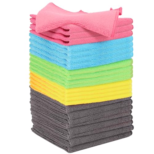 BeiLan Microfiber Cleaning Cloths, 12"x12" Assorted Towels - 24 Pack