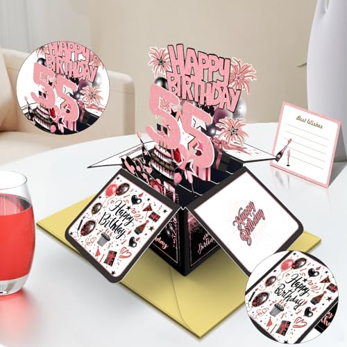 55th Birthday Card for Women - 3D Greeting Card & Gift Box