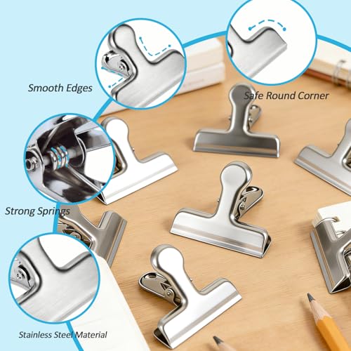 12cm Stainless Steel Bag Clips - 8 Pack Heavy Duty Silver Chip Clamps