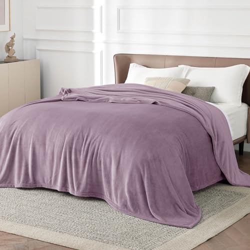 Bedsure Lavender Queen Size Fleece Blanket 90x90 Inches Cozy Lightweight Plush