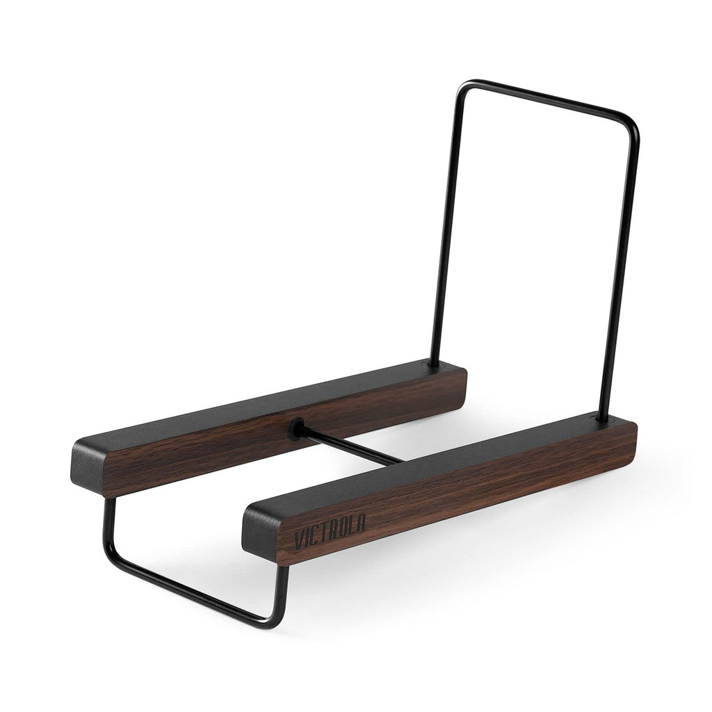 Victrola The Stand – Tabletop Vinyl Record Holder & Organizer - Holds 25+ Records, Smart Black Metal Accents, Easy No-Tool Assembly, Stylish Display for LPs (Espresso)
