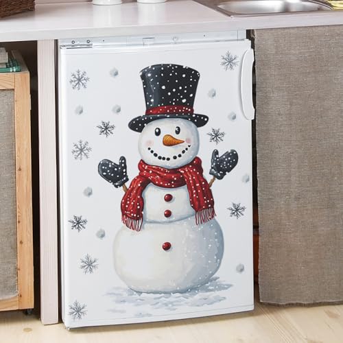 Christmas Refrigerator Decal Stickers Snowflake Snowman Door Clings Holiday Decor