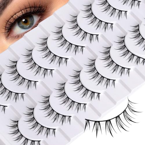 Natural False Eyelashes 10 Pairs Reusable Soft Cotton Band Strip Lashes