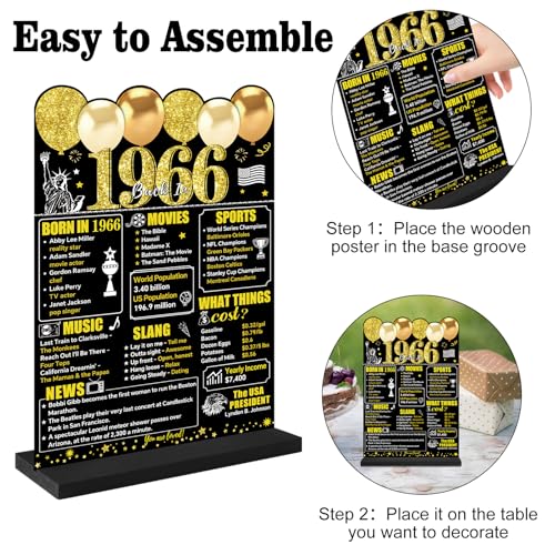 60th Birthday Acrylic Table Sign - Black Gold Vintage Design
