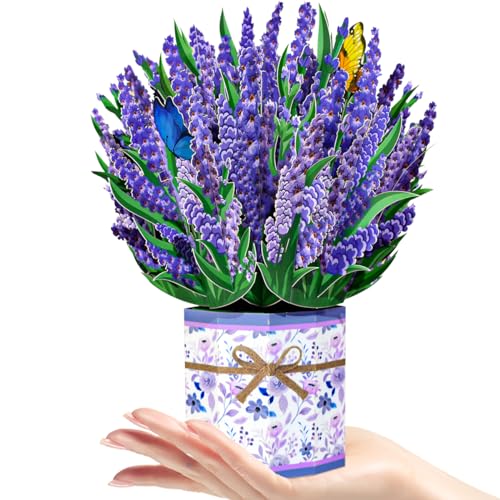 3D Lavender Flower Bouquet Pop-Up Greeting Card for All Occasions
