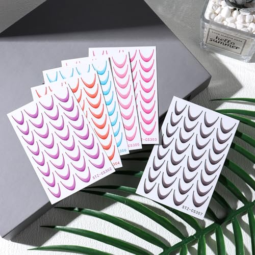 French Colorful Nail Art Stickers 3D Self-Adhesive Decals 6 Sheets
