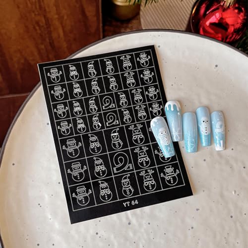 Christmas Nail Stencils Stickers 6 Sheets Airbrush Decals for Holiday DIY